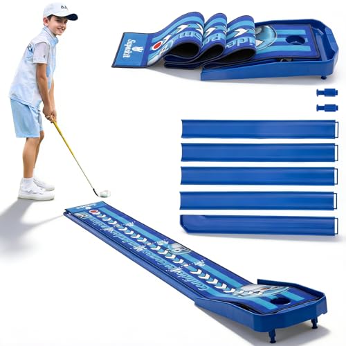 8FT Golf Putting Mat with Ball Return – Indoor Putting Training Mat for Practice, Skill-Building Putting Practice Mat for Kids, Teens & Family, Mat Only