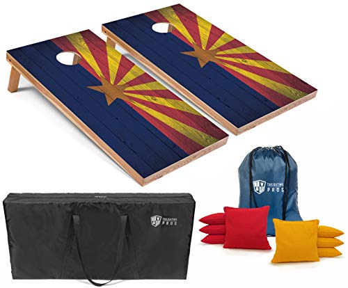Tailgating Pros Regulation Flag Cornhole Board Sets Includes 8 Bean Bags and Carrying Totes 4'x2' Flag Toss Game Several Corn Hole Board Designs to Choose from! - color: Arizona Flag