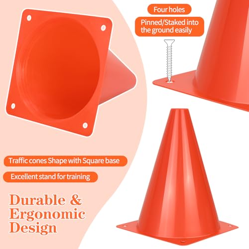 PXZBLG 12/24/50pcs Soccer Cones, 7" Soccer Cones, Plastic Traffic Cones, Training Cones for Basketball Football Skating Drills Practice - color: Red, size: 7", 12pcs