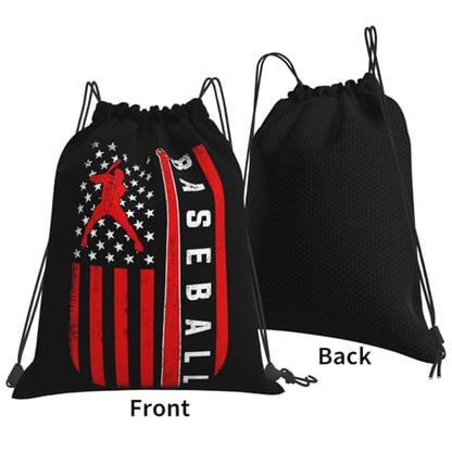 American Baseball Flag Unisex Drawstring Backpack Bag Sport Gym Travel Swim Sackpack - color: American Baseball Flag2