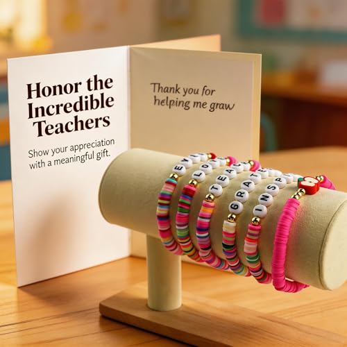 OHOME Teacher Appreciation Gifts - 6 Pack Teacher Appreciation Bracelets | Thank You Teacher Gifts in Bulk,Teacher Outfits Shirts for Women,Teacher Must Haves Supplies - style: Teacher appreciation