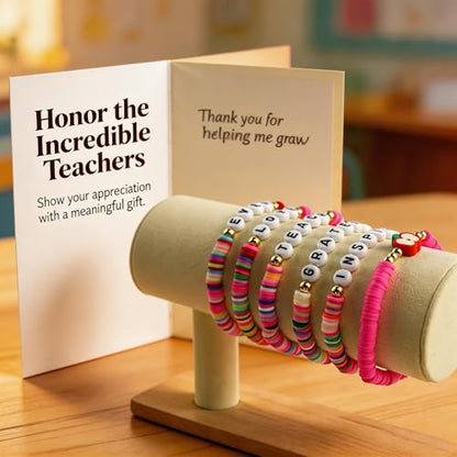 OHOME Teacher Appreciation Gifts - 6 Pack Teacher Appreciation Bracelets | Thank You Teacher Gifts in Bulk,Teacher Outfits Shirts for Women,Teacher Must Haves Supplies - style: Teacher appreciation