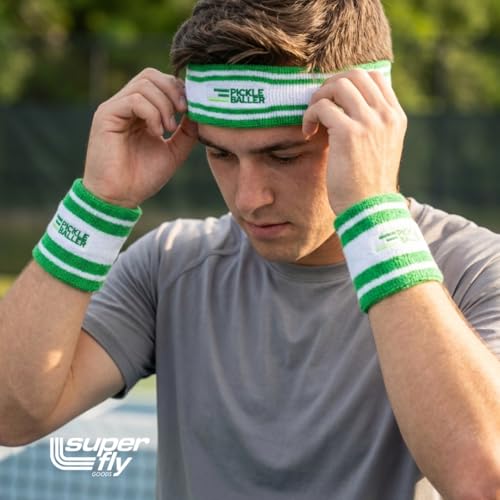 Super Fly Goods Sweatbands Pickleball Golf Tennis Great Gift or for Your Sports or Team Wristband Sports Band Set Including Towel Wrist and Head Sweatbands - style: Pickleball Head & Wristband Set