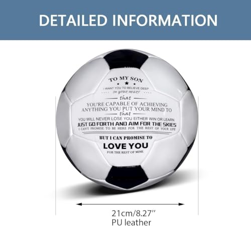 Traditional Black White Soccer Ball High Performance Diameter 21cm/ 8.3 Inch, I Love You Inspirational Soccer Gifts for Birthday Christmas - color: Son