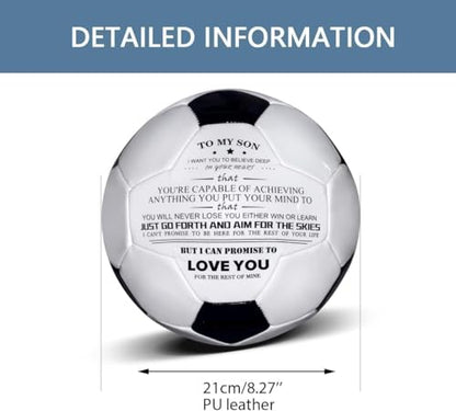Traditional Black White Soccer Ball High Performance Diameter 21cm/ 8.3 Inch, I Love You Inspirational Soccer Gifts for Birthday Christmas - color: Son