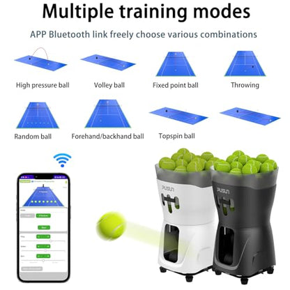 PT-MINI PRO-Tennis Ball Machine - APP Controlled, 65+ Ball Capacity, 8-60km/h Speed Adjustment, 3-5 Hours Battery Life, Lightweight Design, Ideal for Beginner Training - color: White