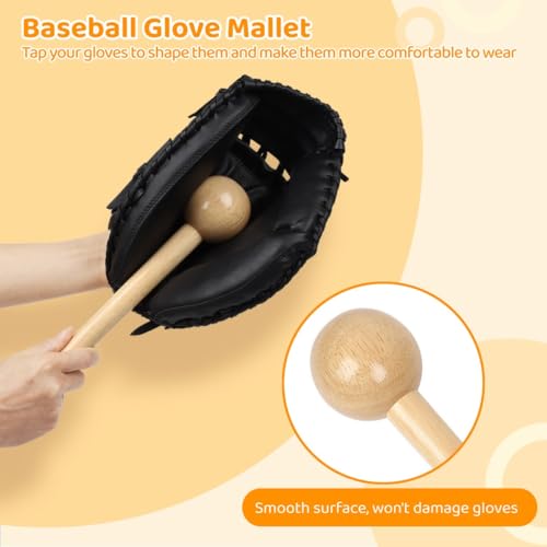 Complete Baseball Glove Conditioning Set with Wood Mallet, Pocket Form Ball, and Elastic Wrap for Custom Glove Fit