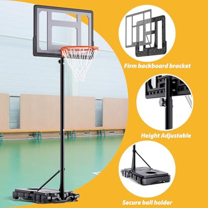 AWII SPORT Basketball Hoop Outdoor Adjustable Height 5.5-7.5FT, Portable Basketball Hoop Goals System with 32 Inch Shatterproof Backboard for Kids Youth Play in Backyard/Courts/Outdoor