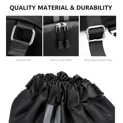 Drawstring Backpack Gym Bag with Shoes Compartment for Soccer, Basketball, Swim, Water-Resistant String Backpack Beach Cinch for Women Men