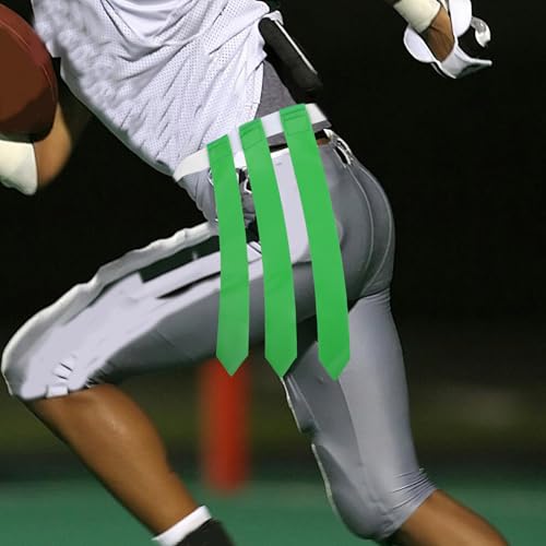 BESTonZON Flag Football Belt 3 Adjustable Flags 2pcs Set Blue and Green Youth and Adult Waist Strap and Games
