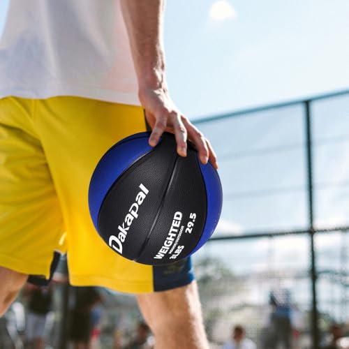 Dakapal Weighted Heavy Training Basketball, Size 7 Black 2.2LBS/3LBS/3.3 LBS Weight PU Durable for Trainer and Dribbling Passing, Indoor and Outdoor Usage