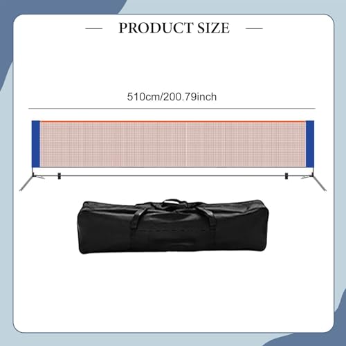 Pickleball Net Easy Install Portable Net System with Storage Bag Stable Steel Tube Lightweight PP Material Suitable for Parties Driveways Home Court - size: 5.1m