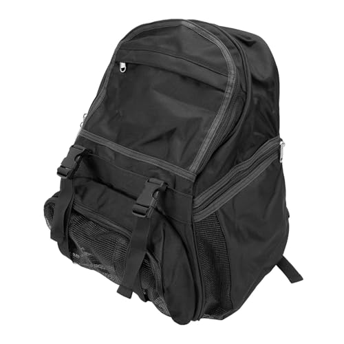 Zunate Large Capacity Sports Backpack, Oxford Cloth Tool Bag with Mesh Pockets for Basketball and Football, Insulated Side Pockets, Red - color: Black