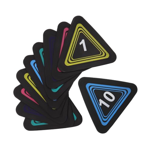 10pcs Non-Slip Sports Dots and Football Training Markers, Flat Triangular Numbered Spot Markers for Soccer and Basketball Agility Drills, Sturdy Floor Cones for Indoor Outdoor