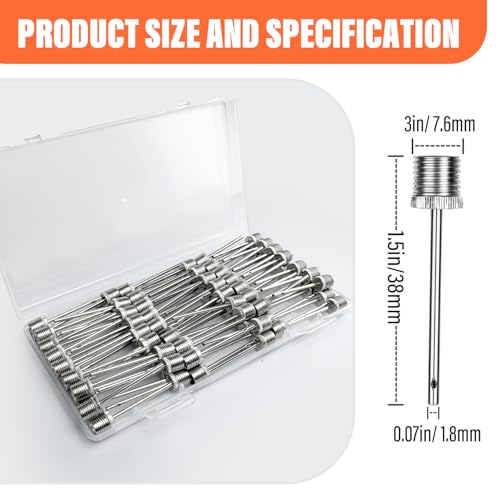 Manesi Ball Pump Needles (50 Pack) - Heavy Duty Inflation Needles & Ball Pins for Basketball, Soccer Ball, Football, Bike Pump - Fits Most Air Pumps - Universal Air Needles for Sports Balls.