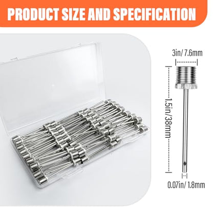 Manesi Ball Pump Needles (50 Pack) - Heavy Duty Inflation Needles & Ball Pins for Basketball, Soccer Ball, Football, Bike Pump - Fits Most Air Pumps - Universal Air Needles for Sports Balls.