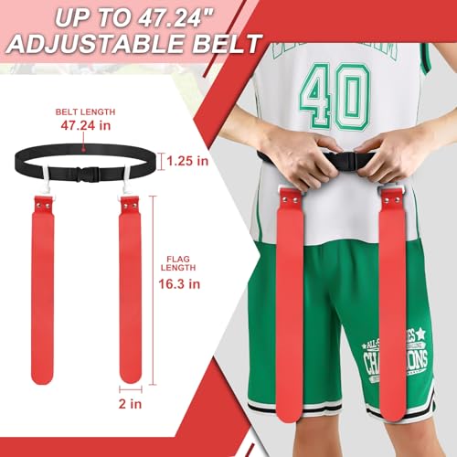 Adjustable Flag Football Set, 2/14 Player Flag Football Belts and Flags for Youths Adult Sport Team Training