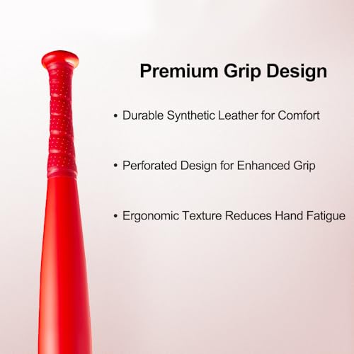 Baseball Bat, Aluminum One Hand 17-Inch Training Bat, Softball Bat, Home/Car/Self Defense, Batting Practice, Aluminum Bat, Truck Tire Checker Bat - color: Neon Red