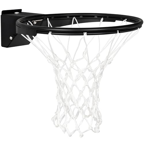 Basketball Rim Replacement, Single-Spring Breakaway Basketball Rim Outdoor Indoor, Universal 18 Inch Heavy Duty Basketball Hoop Rim and Net - color: BLACK, style: TUBE TIE Basketball Rim