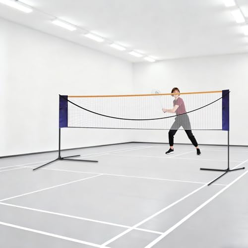 Adjustable Badminton Net Set ，Portable Multi-Sport Volleyball Tennis Soccer Practice Net with Carry Bag, Height & Width Adjustable for Outdoor Sports