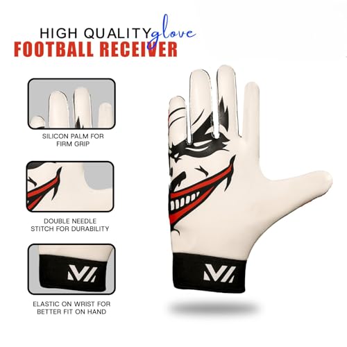 Enemio Football Gloves Adult Men, Youth Kids Football Gloves with Super Sticky Grip, Receiver Glove Ideal for Boys Ages 8–12 and Up - size: Youth Medium