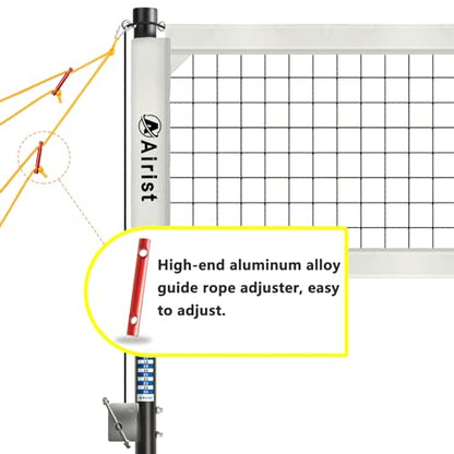 Heavy Duty Volleyball Net Outdoor with Steel Anti-Sag System, Adjustable Aluminum Poles, Professional Volleyball Nets Set for Backyard and Beach, Volleyball and Carrying Bag - color: White