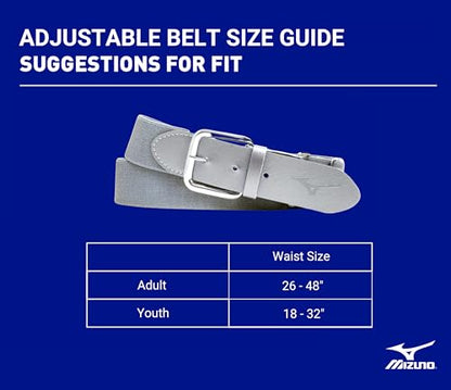 Mizuno Classic Elastic Baseball/Softball Belt | Youth and Adult - color: Charcoal, size: Youth OSFM