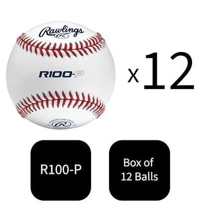Rawlings | Practice Baseballs | R100-P or FSR100-P Baseballs | Collegiate, High School & Youth | Flat or Raised Seam Options - style: Raised Seam (High School / Youth)