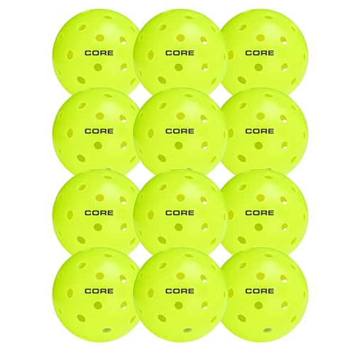 CORE Pickleball: PRO-40 | Outdoor Pickleball Balls - Durable, Regulation Size - USAPA Tournament Approved & Official Brand-Pickleball World Cup - color: Neon -12-Pack