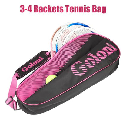 Goloni | 3 Racquet Tennis Bag, for Professional or Beginner Tennis Players, Rackets Cover Bag with Protective Pad & Lightweight | Unisex Design for Men, Women, Youth and Adults - color: pink