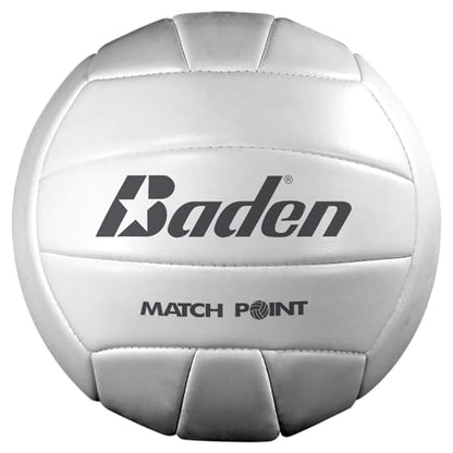 Baden | Match Point | Cushioned Synthetic Leather | Outdoor Recreation Backyard Volleyball + College Camp Ball | Official Size 5 - color: White