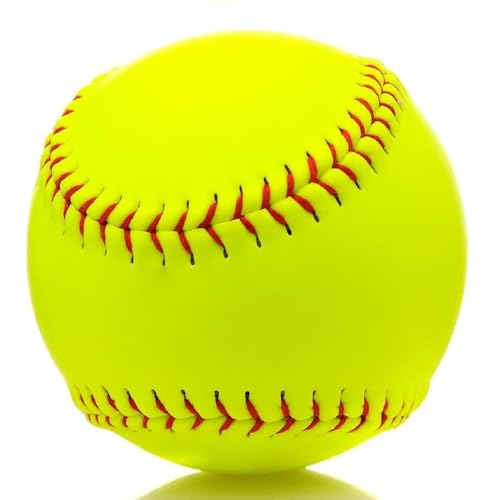Rarapop Sports Fastpitch Softballs, Official Size and Weight Practice Softball, Unmarked & Leather Covered Training Ball for Games, Practice and Training(Yellow, 12 Inch) - style: 1 Pack