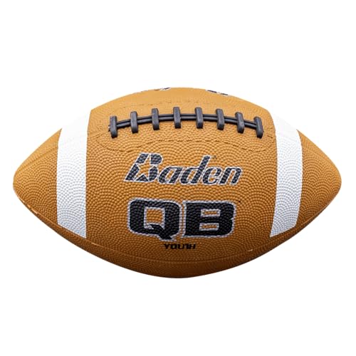 Baden QB Rubber Football | Molded Rubber Cover and Laces Holds up to Tough Conditions | Ideal for Backyard Play, Camps & Leagues | Brown | Pee-Wee, Junior, Youth, Official Sizes - size: Youth Size 7, style: 6-Pack