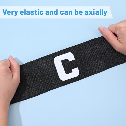 Molain 6 Pack Adjustable Captain Arm Bands, 7x33 CM/2.75x13 in Black Soccer Captain Armband Adjustable Leader Armband Soccer Football Rugby Basketball Leader Armbands for Adult Youth Teams