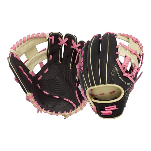 SSK Z5 Craftsman Infield Baseball Glove – 11.25” - 11.5” - 11.75” - 12” – Right & Left Hand Throw - color: Black/Camel/Pink, size: 11.5" - Left Hand Throw