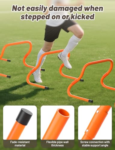 GHB Agility Hurdles 5/6 Pack Foldable Speed Agility Training Hurdles Adjustable Sturdy Hurdles Training Equipment Set with Carry Bag for Amateur, Athletes, Soccer, Basketball - style: 6 Pack Adjustable 8.3"&12.6"