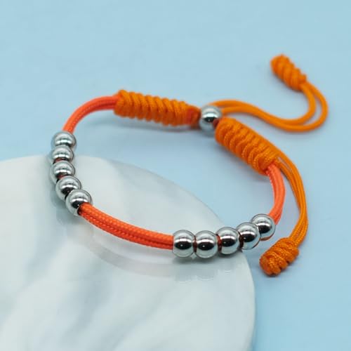 Golf Score Counter Bracelet, 10 Stainless Steel Beads, 2mm Cord Adjustable Golf Stroke Tracking Baseball Swimming Sport Golf Gift for Men and Women - style: Orange
