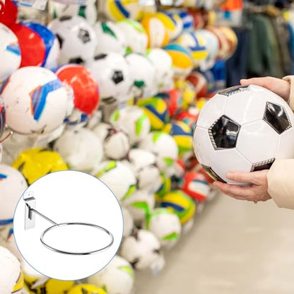 Gisafai 6 Pcs Basketball Holder Wall Mmount Slatwall Metal Ball Storage Multi Function Ball Holder Universal Basketball Display Rack for Sport Football Volleyball Soccer Display - color: Silver