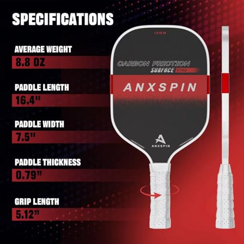 T700 Carbon Fiber Pickleball Paddle, 16mm Thermoformed Foam Core, Textured Spin Surface, 8.8 oz Elongated Paddle for Power, Control and Stability