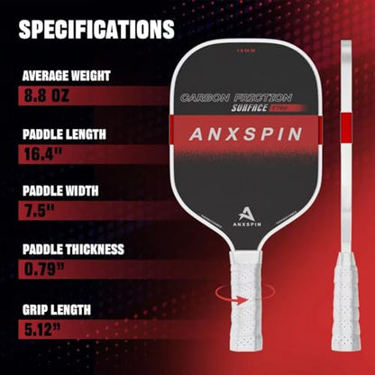 T700 Carbon Fiber Pickleball Paddle, 16mm Thermoformed Foam Core, Textured Spin Surface, 8.8 oz Elongated Paddle for Power, Control and Stability