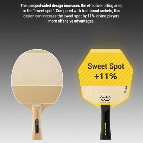 HUIOP 5-Ply Pure Wood Table Tennis Racquet Hexagon Bat Paddle