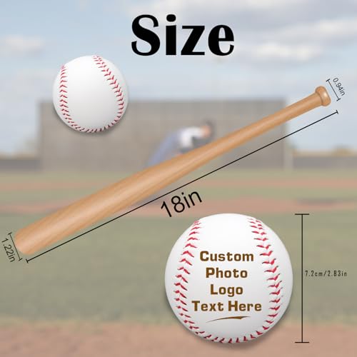 Personalized Mini Baseball Bat 18" Custom Engraved Wood Bats for Tee Balls Customized Name Number Text for Little League,Training Games, Softball Team, Coach - 8 Colors