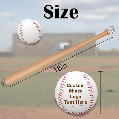 Personalized Mini Baseball Bat 18" Custom Engraved Wood Bats for Tee Balls Customized Name Number Text for Little League,Training Games, Softball Team, Coach - 8 Colors