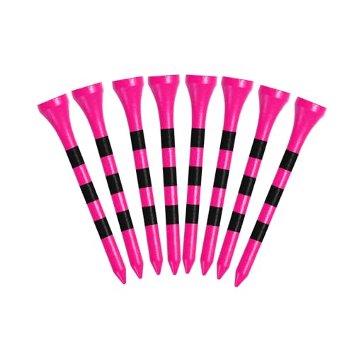 Bright Pink Golf Tees Wood 1 1/2" 2 1/8" 2 3/4" 3 1/4" Value 500/1000 Pack with Consistent Height Design, High Visibility Tees with Stripes & Stable Launch - size: 500Count(2 3/4 Inch)