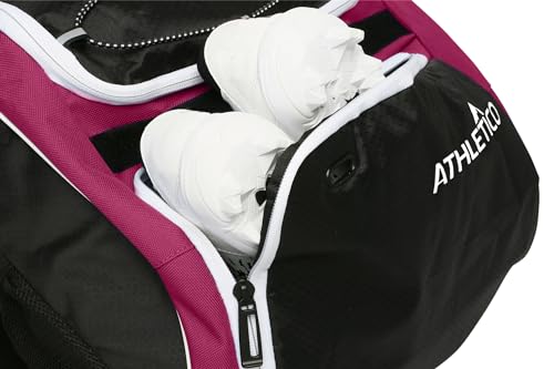 Athletico Baseball Bat Bag - Backpack for Baseball, T-Ball & Softball Equipment & Gear for Youth and Adults | Holds Bat, Helmet, Glove, & Shoes |Shoe Compartment & Fence Hook - color: Maroon