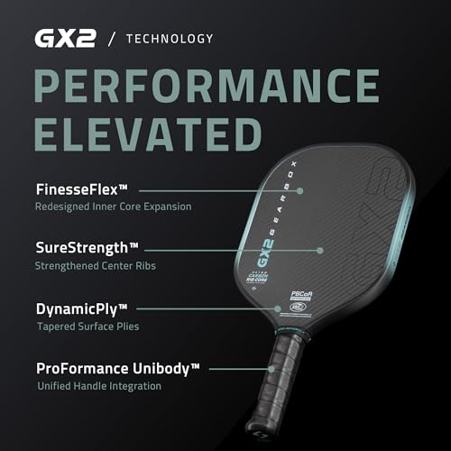 Gearbox GX2 Pickleball Paddle - Carbon Fiber Face, SST 2.0 Power Core, High Spin & Control for an Exceptional All Around Paddle