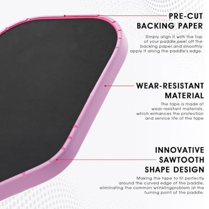 PICKLETECH Pickleball Paddle Protection Tape - Paddle Head Edge Guard - Racket Edge Protection Tape -Fit Perfectly Curved Edge -No Wrinkling