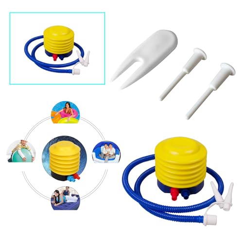 Yoga Ball Pump Exercise Balls Pumps Manual Hand Foot Press Air Inflator with Plug Pin Stopper Adapter Kit for Sports Fitness Balloon Swimming Ring Pool Float Inflatable Bed Pillow Boat Outdoor