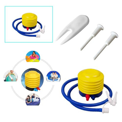 Yoga Ball Pump Exercise Balls Pumps Manual Hand Foot Press Air Inflator with Plug Pin Stopper Adapter Kit for Sports Fitness Balloon Swimming Ring Pool Float Inflatable Bed Pillow Boat Outdoor