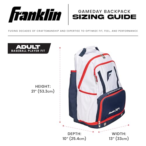 Franklin Sports MLB Gameday Baseball + Softball Backpack – Adult +Youth Equipment + Bat Bag – Stores Batting Gloves, Helmet, Cleats + More - Waterproof Premium Batpack